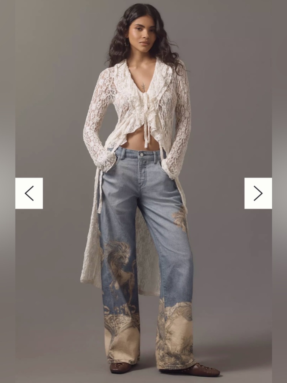 Anthropologie Pilcro Jeans with Unicorn, Lion, Statue Print